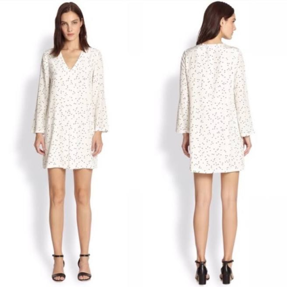 Theory Cream & Navy Patterned Shift Dress